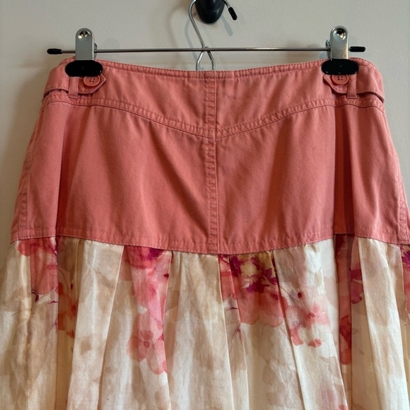 Ann Taylor LOFT Pink Floral Ombré Skirt 4 Feminine Romantic Knee Length Cotton - Picture 8 of 9